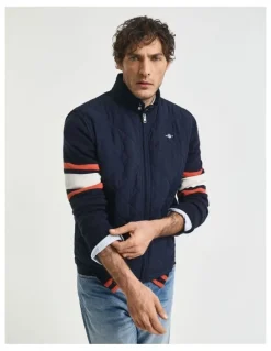 Gant Quilted Windcheater Vest in Evening Blue