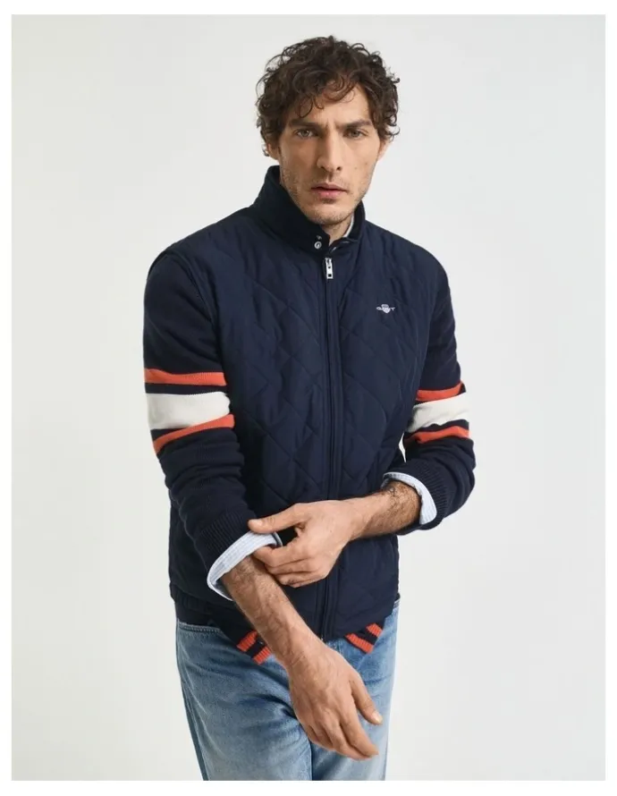 Gant Quilted Windcheater Vest in Evening Blue