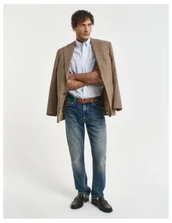 Gant Regular Fit Gingham Poplin Shirt in Light Blue