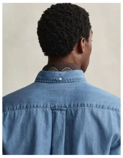 Gant Regular Fit Indigo Shirt in Semi Light Blue