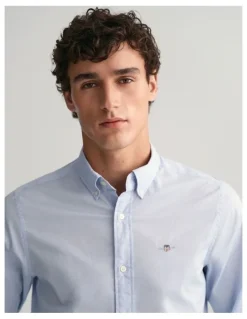 Gant Regular Fit Pinpoint Oxford Shirt in Light Blue