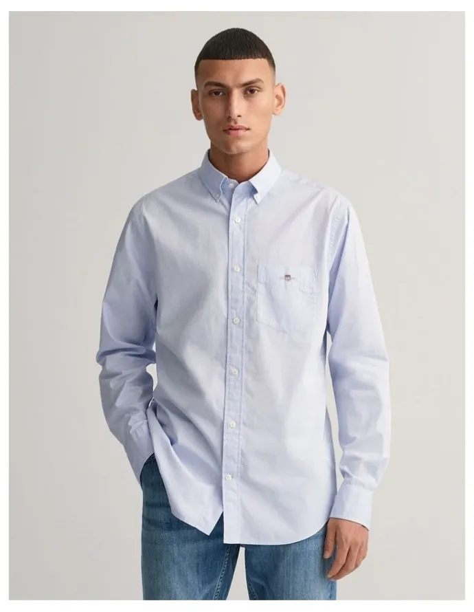 Gant Regular Fit Poplin Shirt in Light Blue