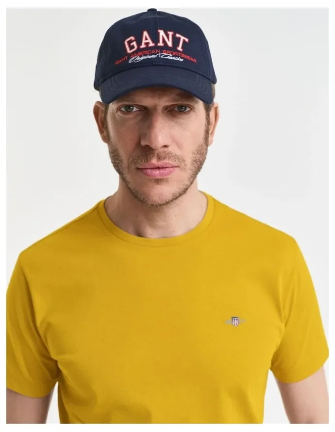Gant Regular Fit Shield T-Shirt in Yellow Lichen