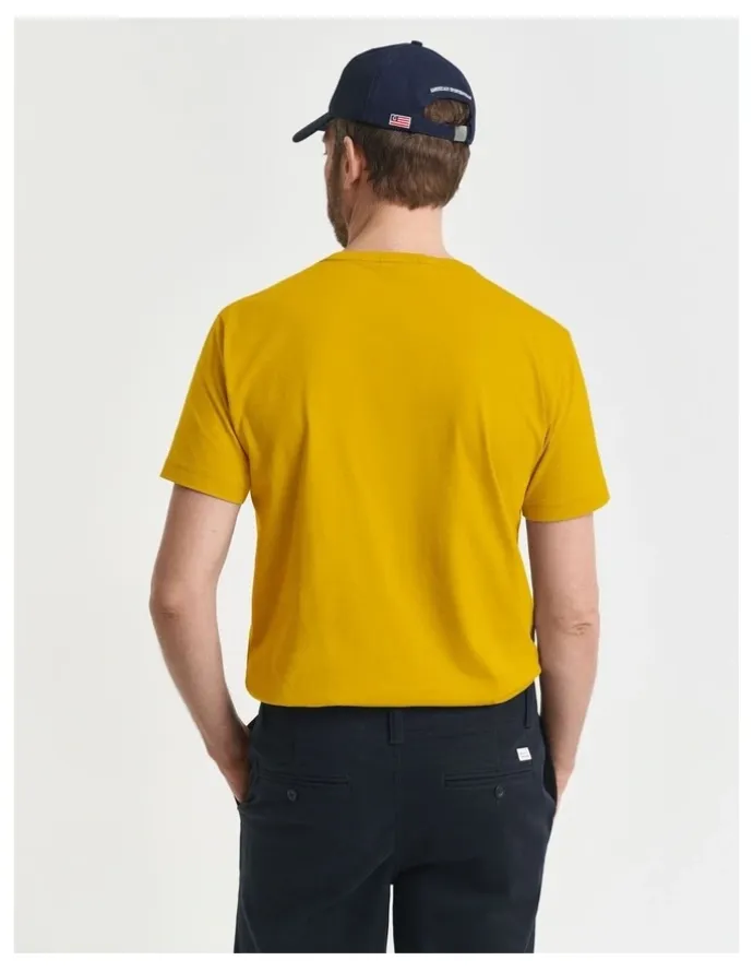 Gant Regular Fit Shield T-Shirt in Yellow Lichen