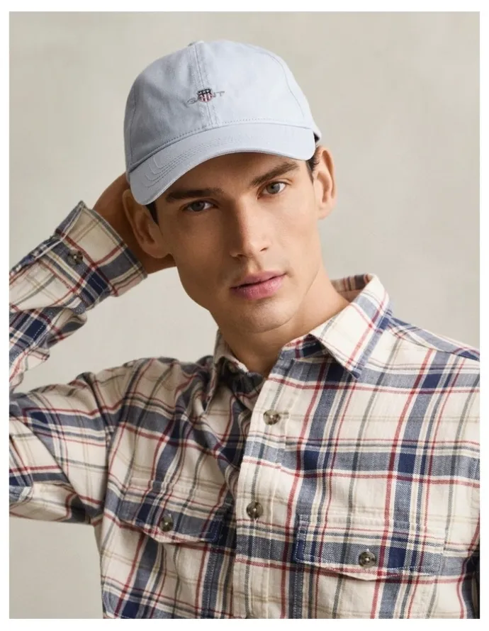 Gant Shield Cotton Twill Cap in Muted Blue