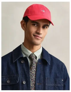 Gant Shield Cotton Twill Cap in Rose Red