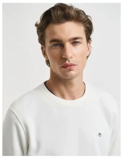 Gant Shield Crew Neck Sweatshirt in Eggshell