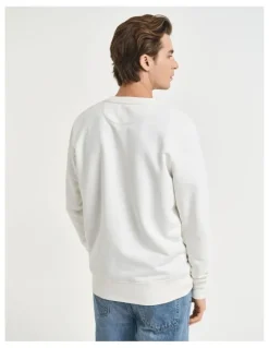 Gant Shield Crew Neck Sweatshirt in Eggshell