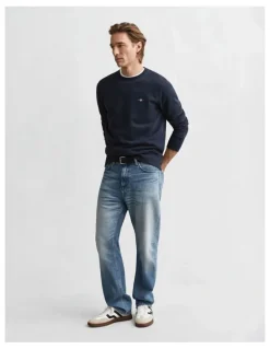 Gant Shield Crew Neck Sweatshirt in Evening Blue