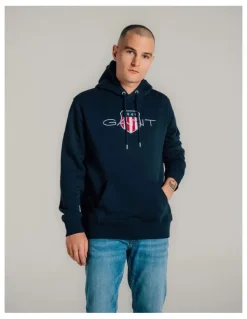 Gant Shield Hoodie in Evening Blue