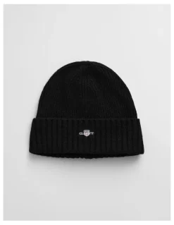 Gant Shield Wool Beanie in Black