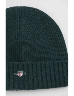 Gant Shield Wool Beanie in Tartan Green