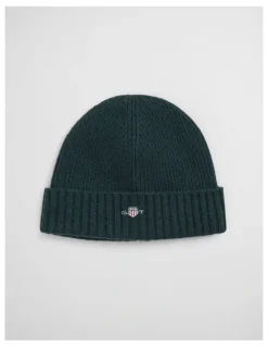 Gant Shield Wool Beanie in Tartan Green