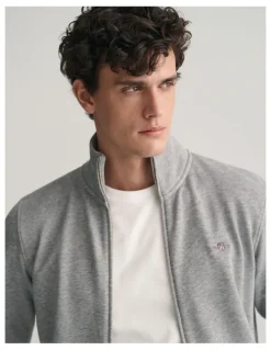 Gant Shield Zip Sweatshirt in Grey Melange