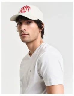 Gant Slim Fit Shield V-Neck T-Shirt in White