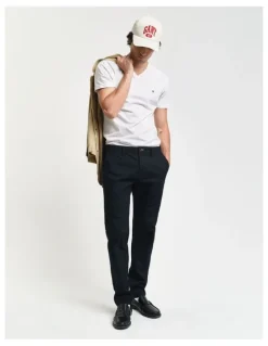 Gant Slim Fit Shield V-Neck T-Shirt in White