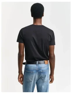 Gant Slim Fit Shield V-Neck T-Shirt in Black