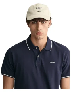 Gant Tipped Pique Polo Shirt in Evening Blue