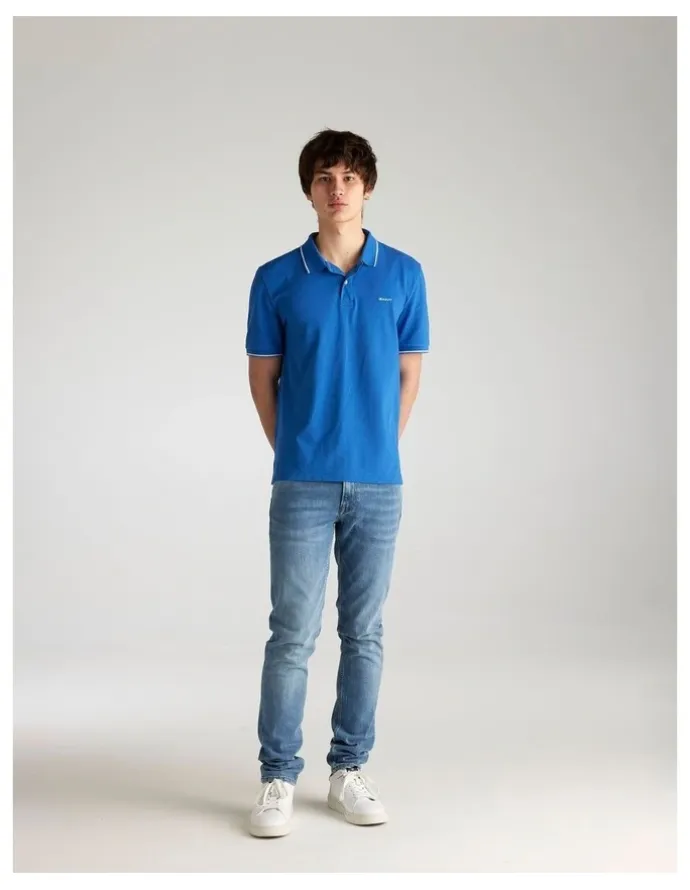 Gant Tipped Pique Polo Shirt in Rich Blue