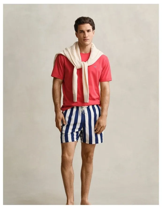 Gant Block Striped Swim Shorts in Rich Navy