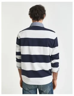 Gant Chambray Collar Striped Heavy Rugger T-shirt in Eggshell