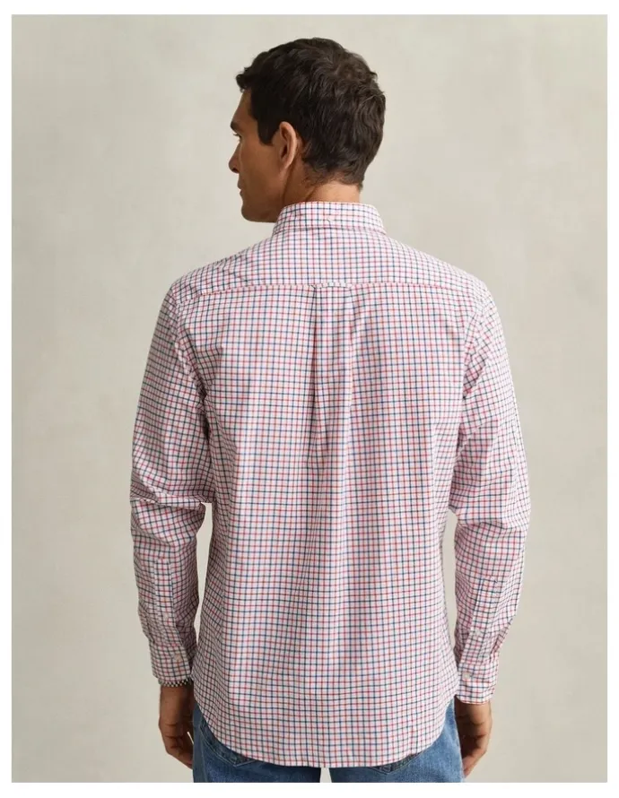 Gant Checked Classic Poplin Shirt in Rose Red