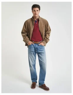 Gant Contrast Piqu Polo Shirt in Plumped Red