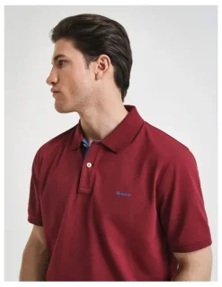Gant Contrast Piqu Polo Shirt in Plumped Red