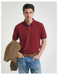 Gant Contrast Piqu Polo Shirt in Plumped Red