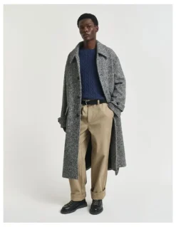 Gant Cotton Cable Crew Neck Knit in Dark Jeansblue Melange