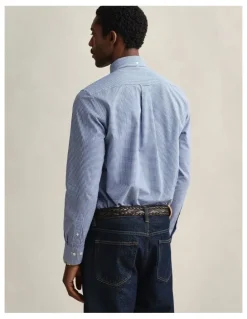 Gant Gingham Classic Poplin Shirt in College Blue