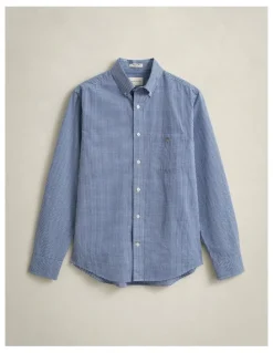 Gant Gingham Classic Poplin Shirt in College Blue