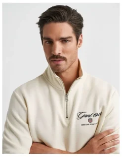 Gant 1949 Graphic Half-Zip Sweatshirt in Cream