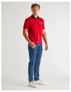 Gant Graphic Pique Polo in Ruby Red