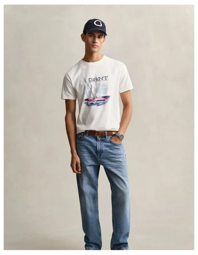 Gant Graphic T-Shirt in Eggshell