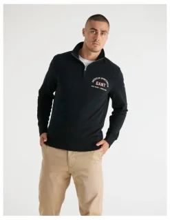 Gant Half-Zip Printed Graphic Sweatshirt in Black