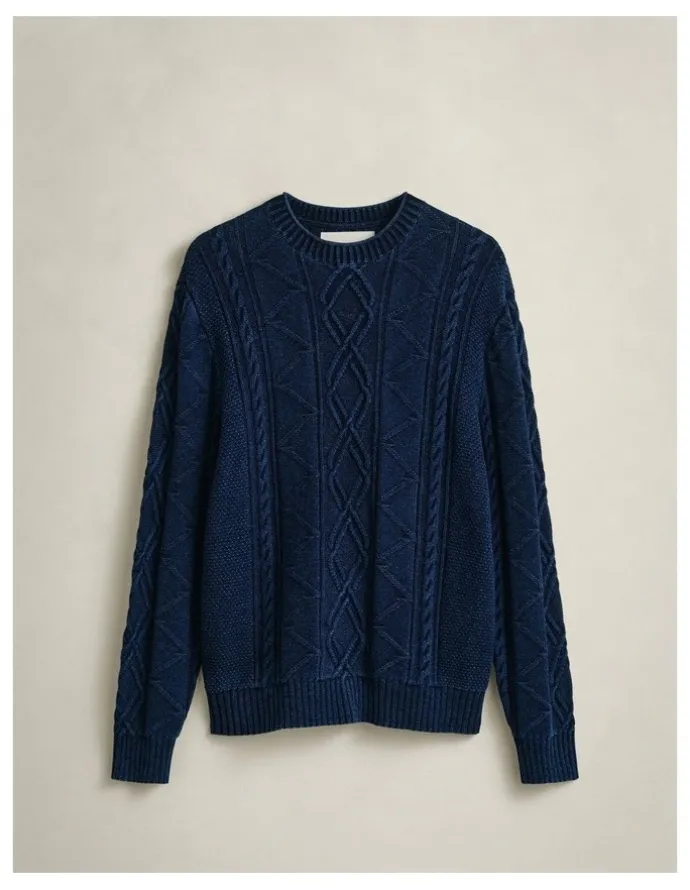 Gant Indigo Cable Knit Sweater in Rich Navy