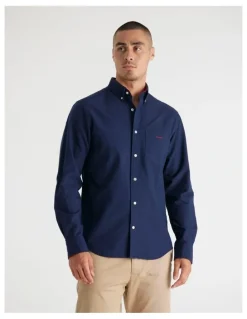 Gant Regular Fit Beefy Oxford Shirt in Evening Blue