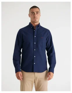 Gant Regular Fit Beefy Oxford Shirt in Evening Blue