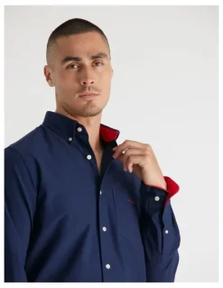 Gant Regular Fit Beefy Oxford Shirt in Evening Blue