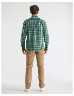 Gant Regular Fit Classic Poplin Check Shirt in Forest Green