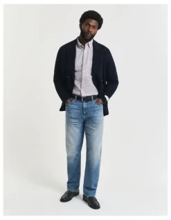 Gant Regular Fit Micro Checked Classic Poplin Shirt in Plumped Red