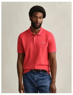 Gant Regular Fit Polo Shirt in Rose Red