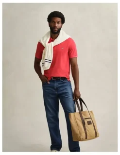 Gant Regular Fit Polo Shirt in Rose Red