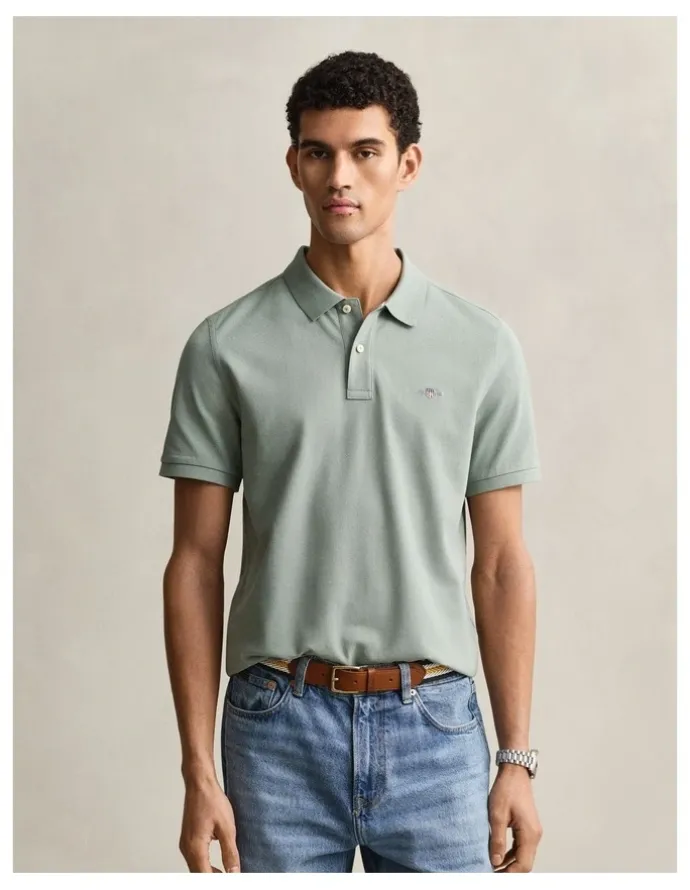 Gant Regular Fit Polo Shirt in Ceramic Grey