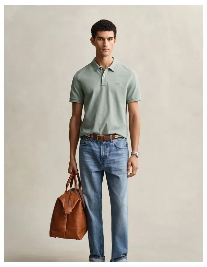 Gant Regular Fit Polo Shirt in Ceramic Grey