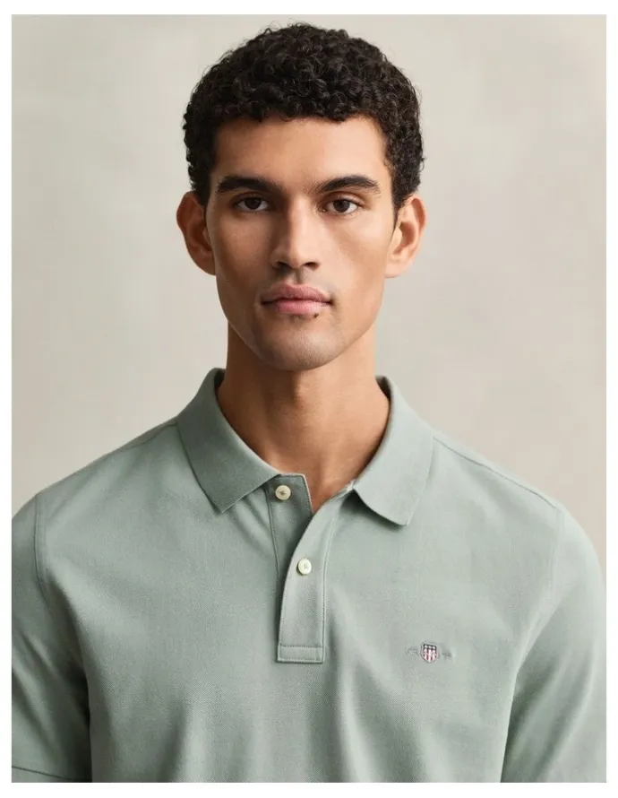 Gant Regular Fit Polo Shirt in Ceramic Grey