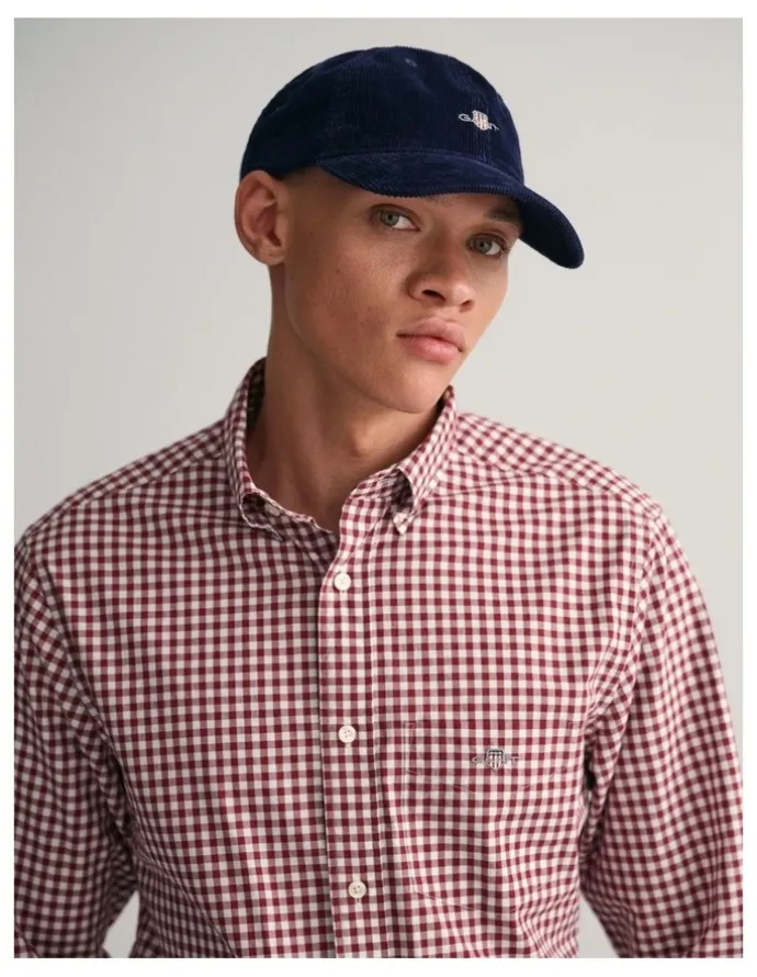 Gant Regular Fit Poplin Gingham Shirt in Plumped Red