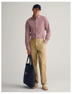Gant Regular Fit Poplin Gingham Shirt in Plumped Red