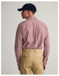 Gant Regular Fit Poplin Gingham Shirt in Plumped Red